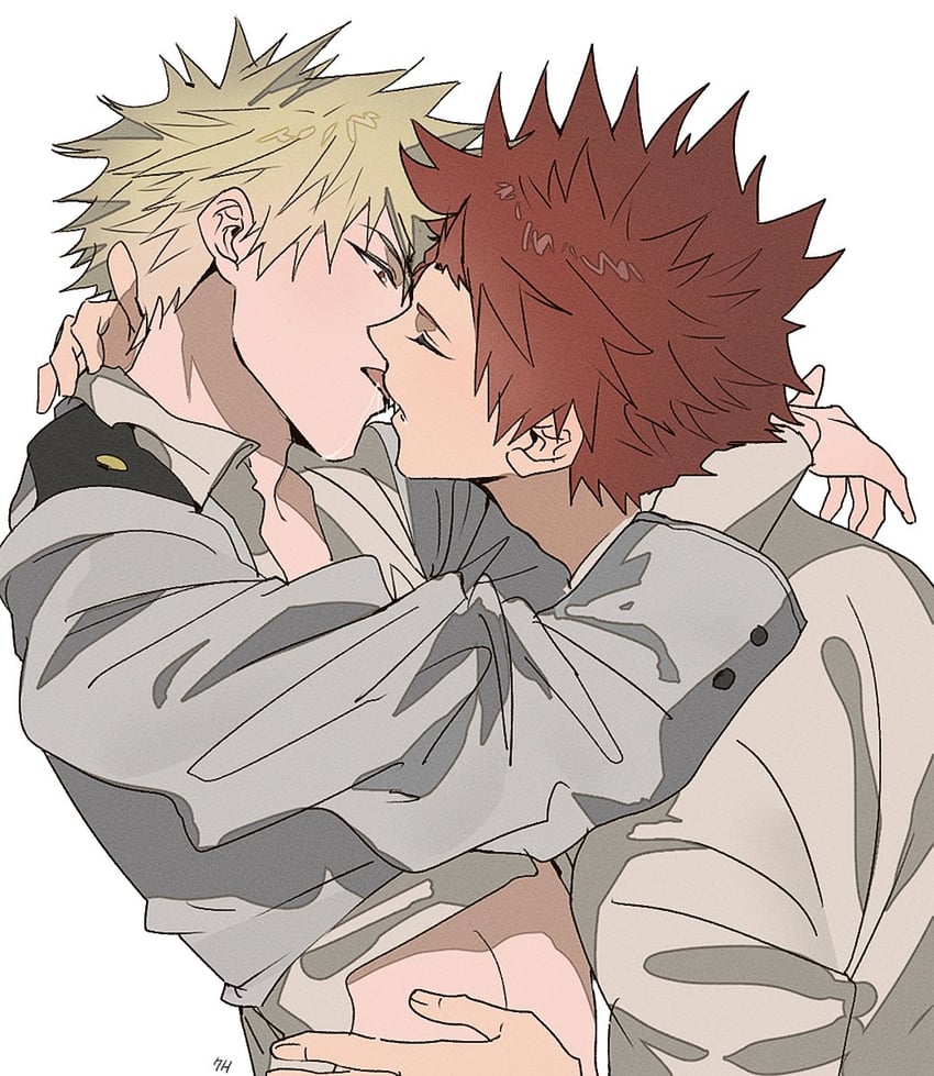 bakugou katsuki and kirishima eijiro (boku no hero academia) drawn by depisx