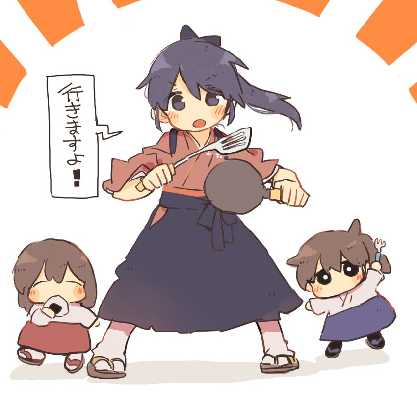 kaga, akagi, and houshou (kantai collection) drawn by ina_(1813576)