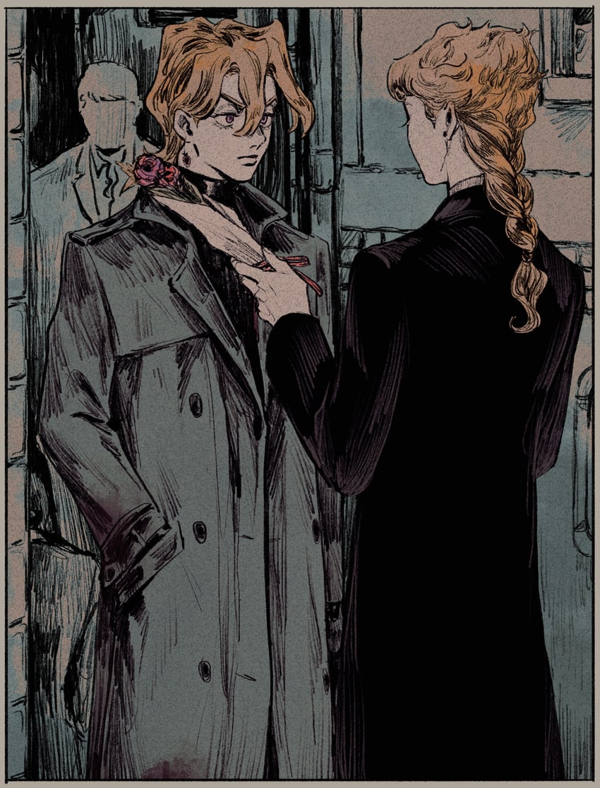 giorno giovanna and pannacotta fugo (jojo no kimyou na bouken and 1 more) drawn by okokoro_zaiku