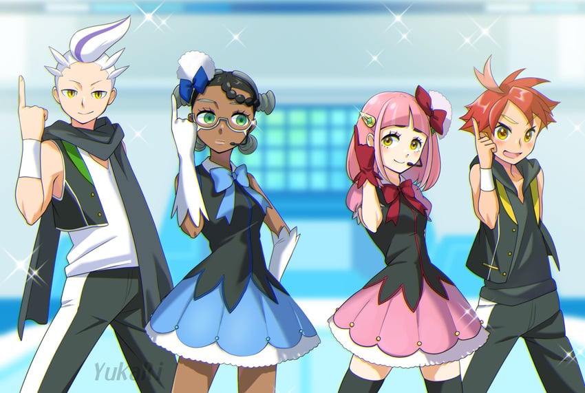 lacey, kuriyama mirai, drayton, crispin, amarys, and 3 more (pokemon and 2 more) drawn by yukari_(yukari21653710)