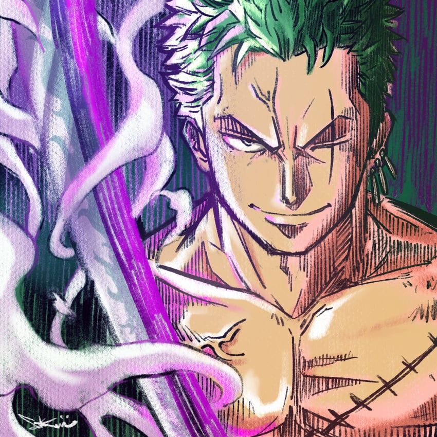 roronoa zoro (one piece) drawn by kirin_13