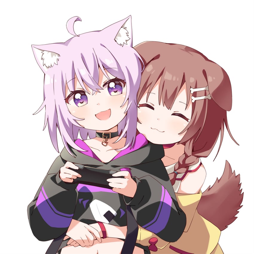 nekomata okayu and inugami korone (hololive) drawn by haru_(konomi_150)