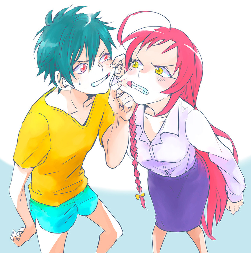 yusa emi and maou sadao (hataraku maou-sama!) drawn by kaji_aoi