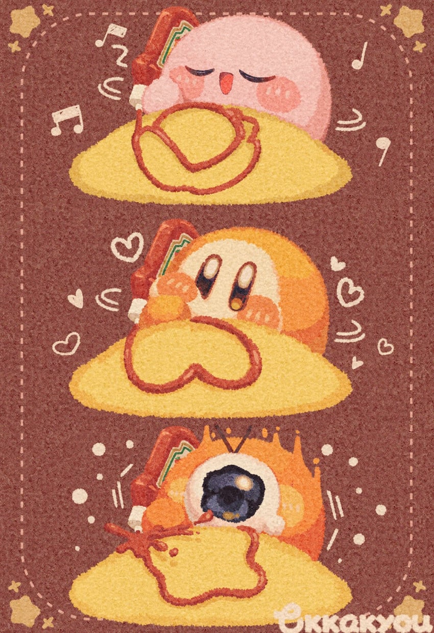 kirby, waddle dee, and waddle doo (kirby) drawn by tokkakyou
