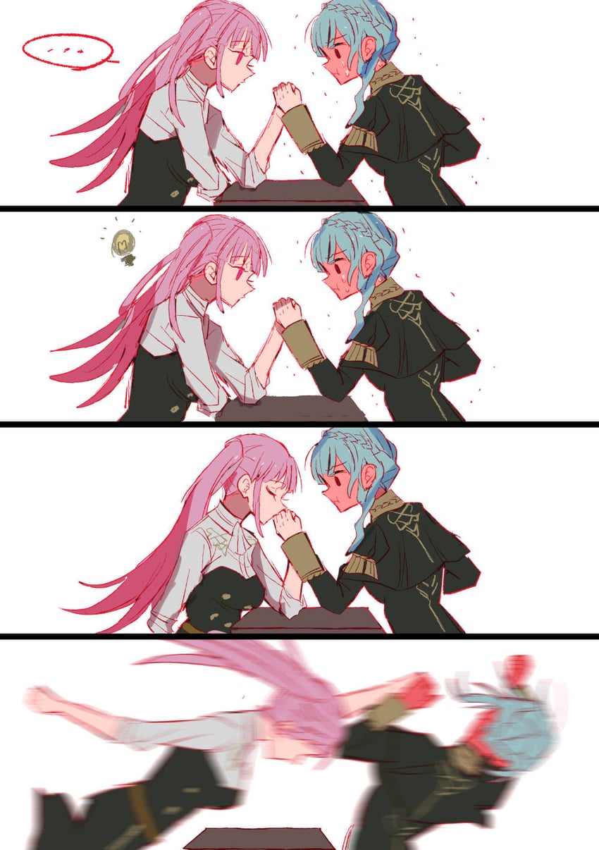 hilda valentine goneril and marianne von edmund (fire emblem and 1 more) drawn by kusodekablack