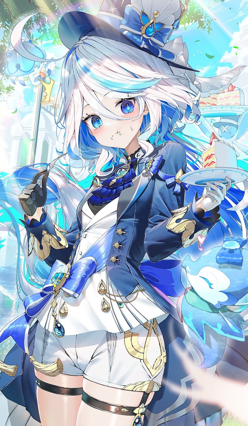 furina, surintendante chevalmarin, gentilhomme usher, and mademoiselle crabaletta (genshin impact) drawn by kiramarukou