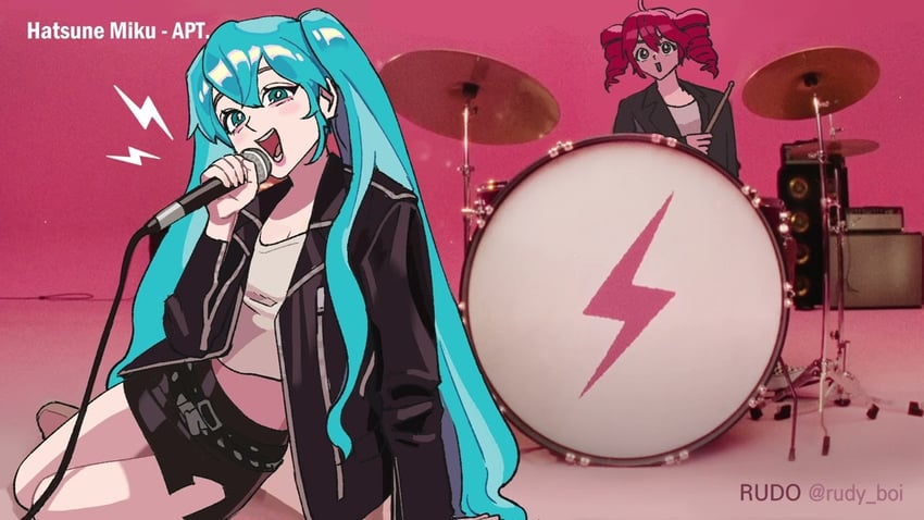 hatsune miku, kasane teto, rose, and bruno mars (vocaloid and 2 more) drawn by rudo_(rudy_boi)