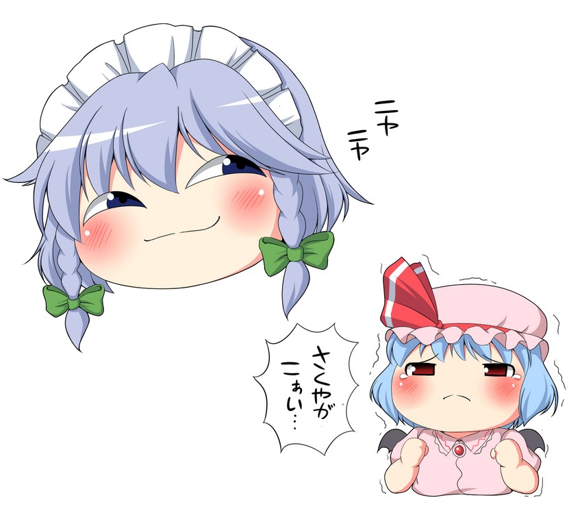 remilia scarlet, izayoi sakuya, and yokohama sakuya (touhou) drawn by kyokutou_hentai_samurai