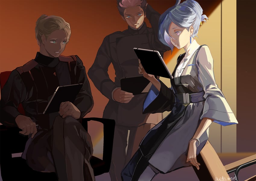 miorine rembran, guel jeturk, and shaddiq zenelli (gundam and 1 more) drawn by edo_mond_(edoedoedomond)