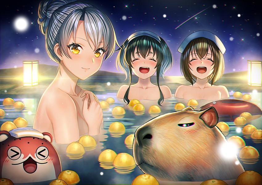 amatsukaze, yukikaze, tokitsukaze, enemy lifebuoy, and bokukawauso (kantai collection) drawn by unowen