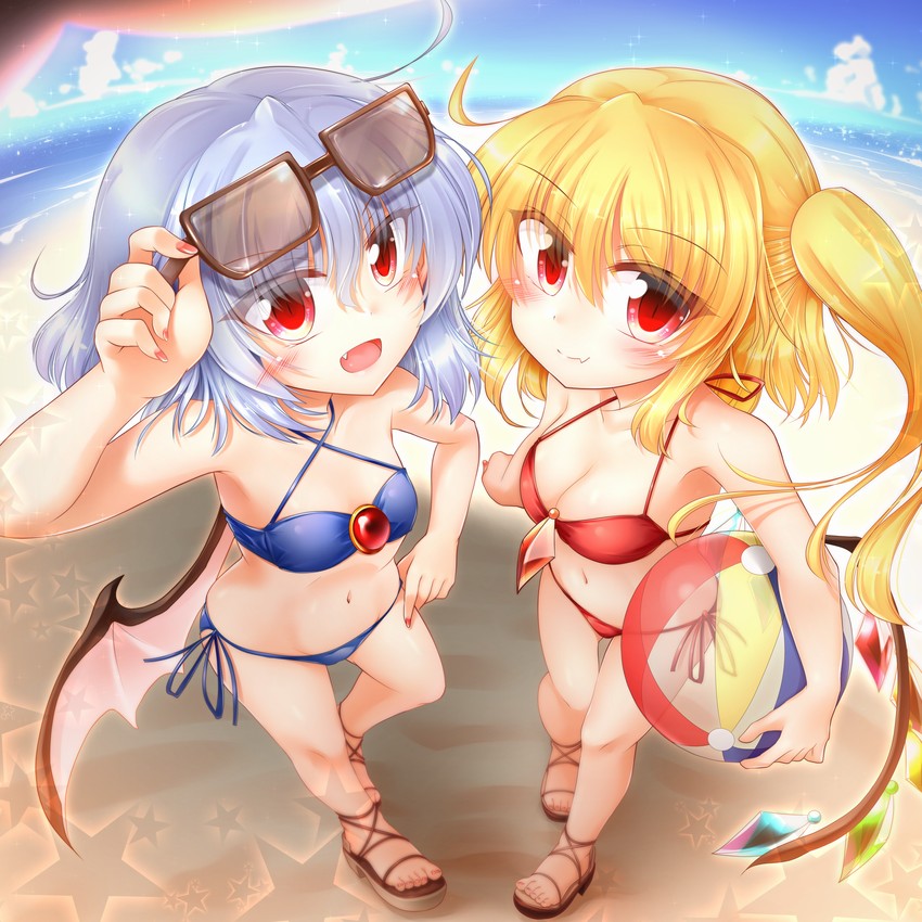 remilia scarlet and flandre scarlet (touhou) drawn by marukyuu_ameya
