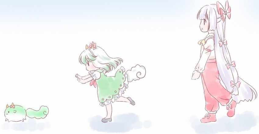 fujiwara no mokou, kamishirasawa keine, and ex-keine (touhou) drawn by rino_(kurumi)