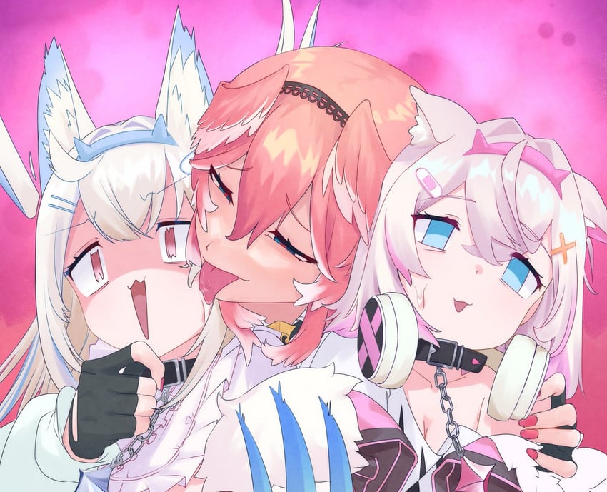 fuwawa abyssgard, mococo abyssgard, and takane lui (hololive and 1 more) drawn by pokosou