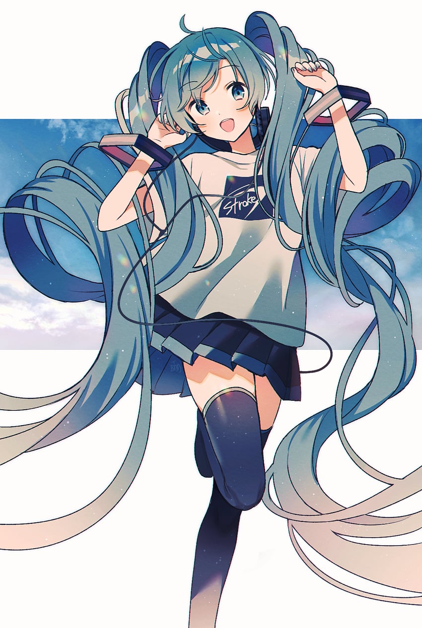 hatsune miku (vocaloid) drawn by amagi_hana