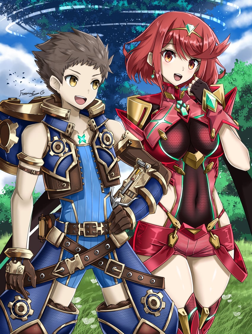 pyra and rex (xenoblade chronicles and 1 more) drawn by fgsketch