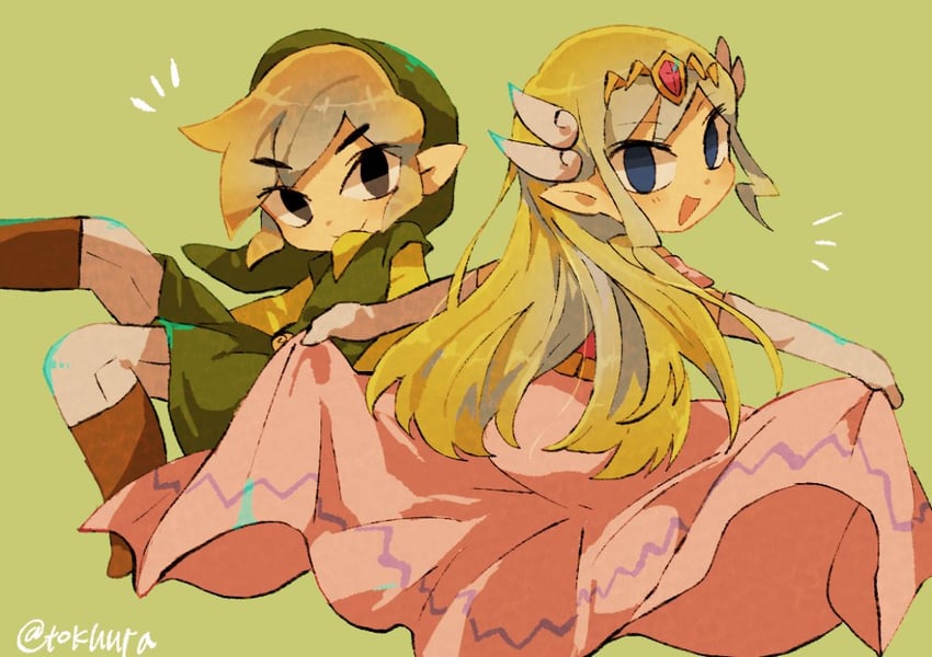 link, princess zelda, toon link, and toon zelda (the legend of zelda and 2 more) drawn by tokuura