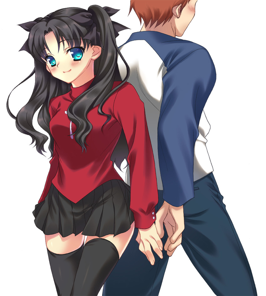 tohsaka rin and emiya shirou (fate and 1 more) drawn by piroshiki_(cotton-candy-1227-tommy)