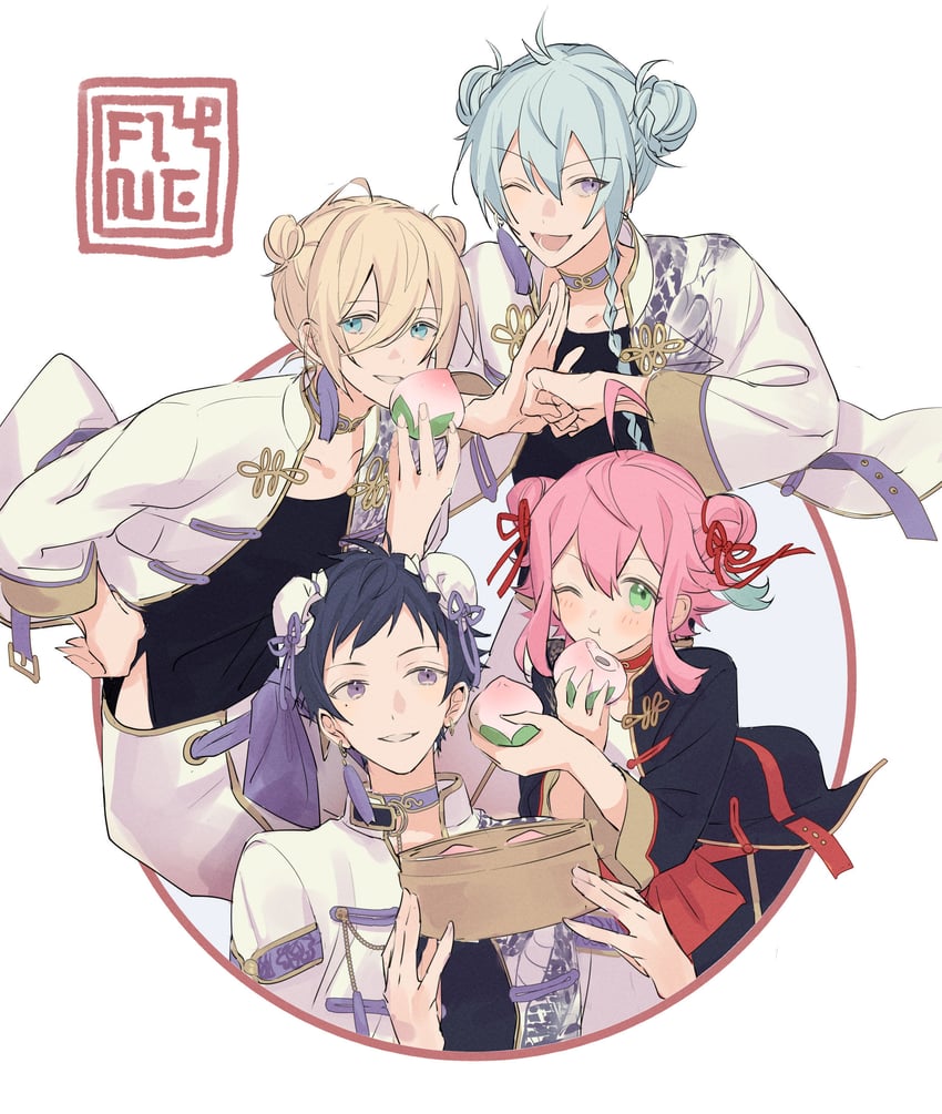 himemiya tori, tenshouin eichi, hibiki wataru, and fushimi yuzuru (ensemble stars!) drawn by rice_(rice8p)