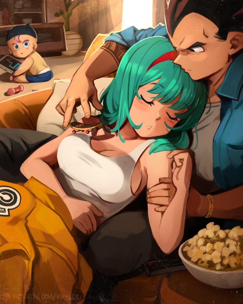 vegeta, bulma, and trunks (dragon ball and 1 more) drawn by khyle.