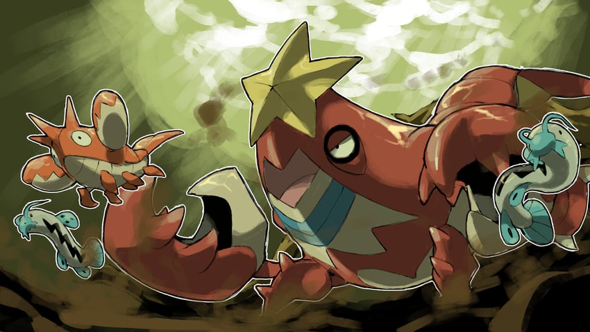 corphish, barboach, and crawdaunt (pokemon) drawn by blacknirrow