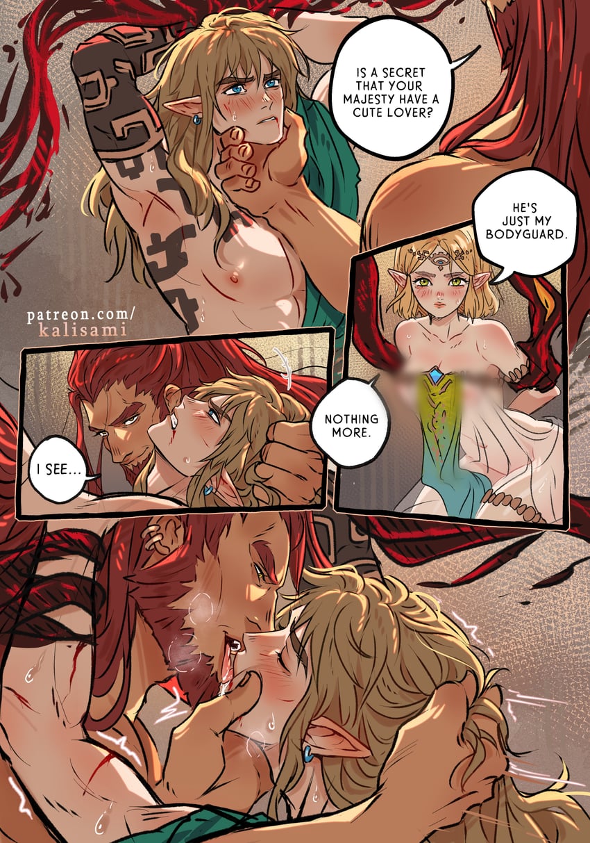 link, princess zelda, and ganondorf (the legend of zelda and 1 more) drawn by kalisami1