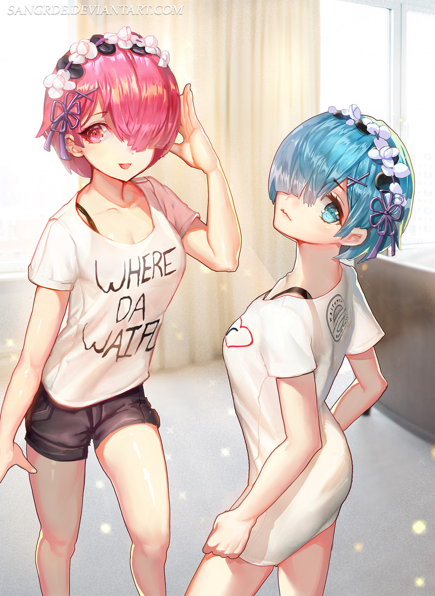 rem and ram (re:zero kara hajimeru isekai seikatsu) drawn by sizna_(sangrde)