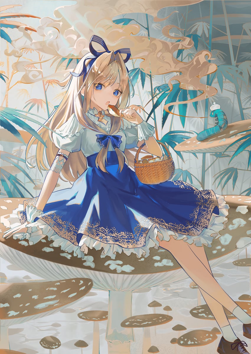 alice and caterpillar (alice's adventures in wonderland) drawn by wakuseiy