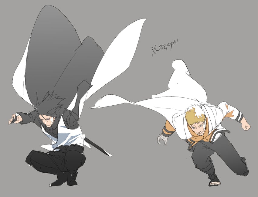 uzumaki naruto and uchiha sasuke (naruto and 1 more) drawn by zifletts