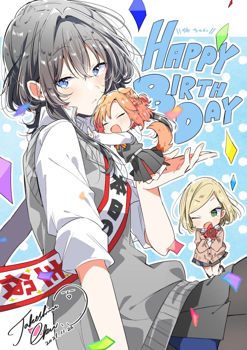 kino himari, asanagi yori, and mizuguchi aki (sasayaku you ni koi wo utau) drawn by takeshima_eku