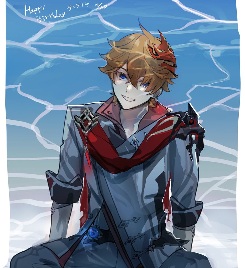 tartaglia (genshin impact) drawn by meameeea