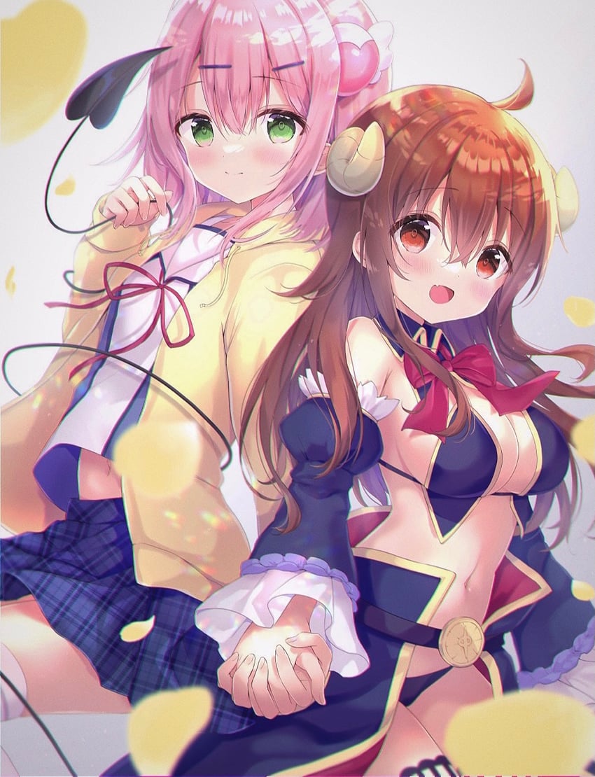 yoshida yuuko and chiyoda momo (machikado mazoku) drawn by amedamacon
