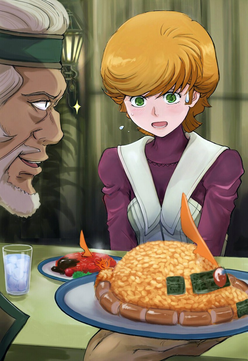 mineva lao zabi, zaku ii s char custom, and audrey burne (gundam and 1 more) drawn by gacha-m