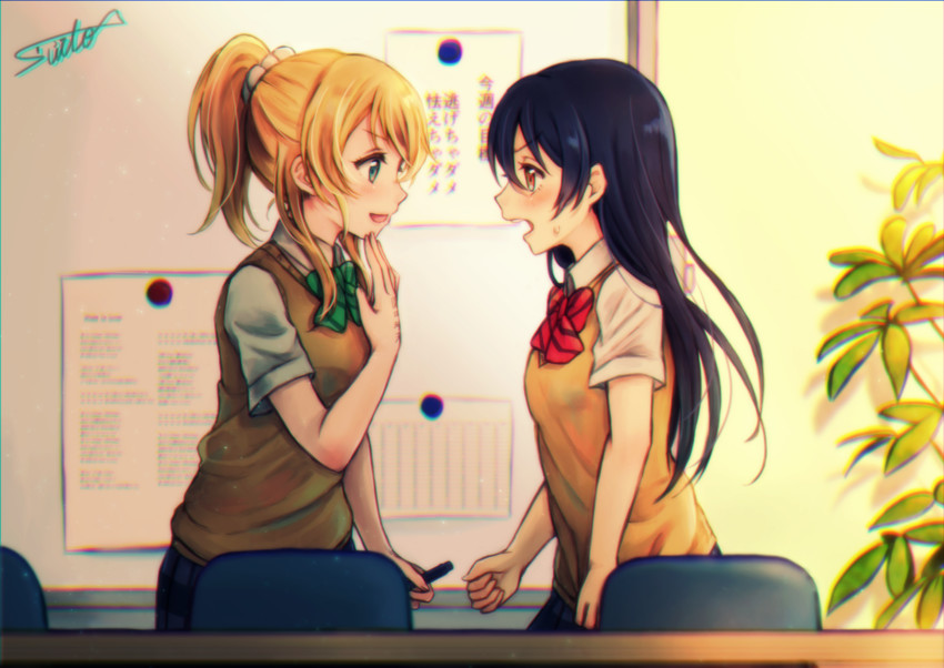 sonoda umi and ayase eli (love live! and 1 more) drawn by suito