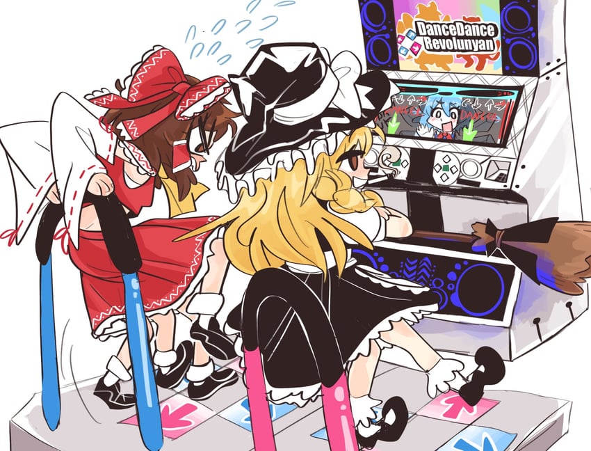 hakurei reimu, kirisame marisa, and cirno (touhou and 2 more) drawn by kecchi0