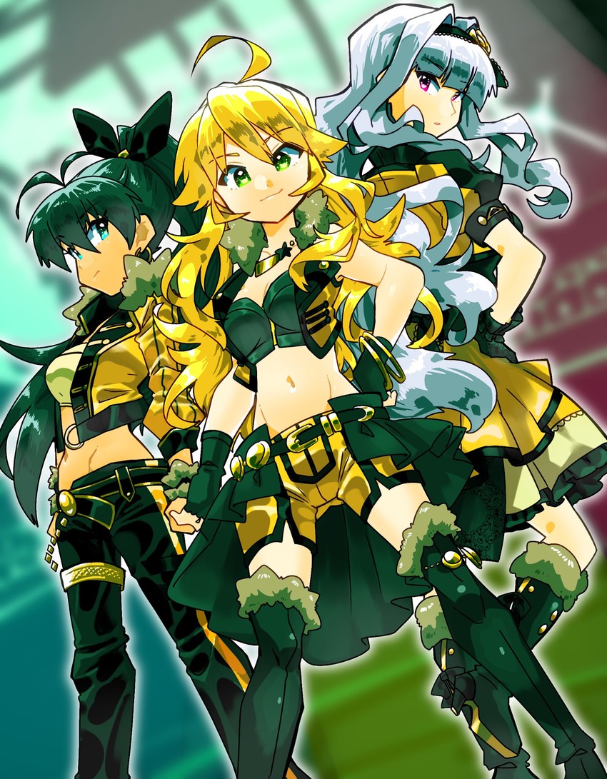 hoshii miki, shijou takane, and ganaha hibiki (idolmaster and 2 more) drawn by kamota_(momokomati)