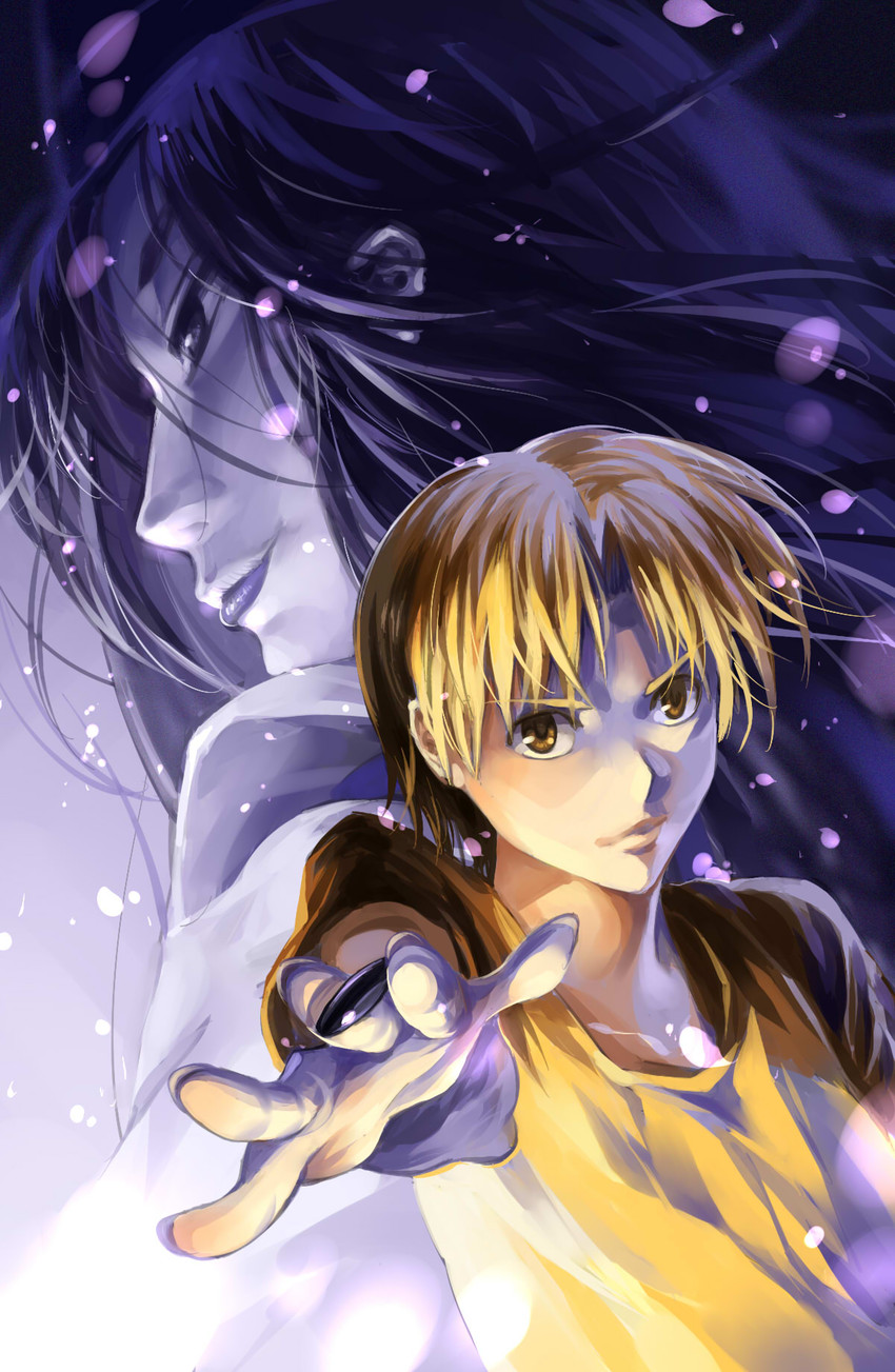 shindou hikaru and fujiwara no sai (hikaru no go) drawn by ruukii_drift