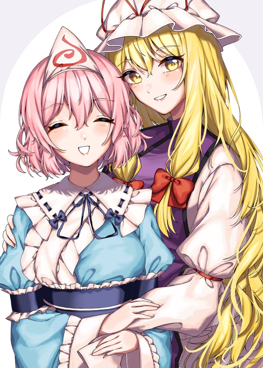 yakumo yukari and saigyouji yuyuko (touhou) drawn by yukiwari_(warr4854)