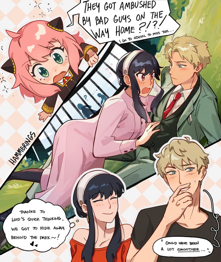 yor briar, anya, and twilight (spy x family) drawn by hammerings