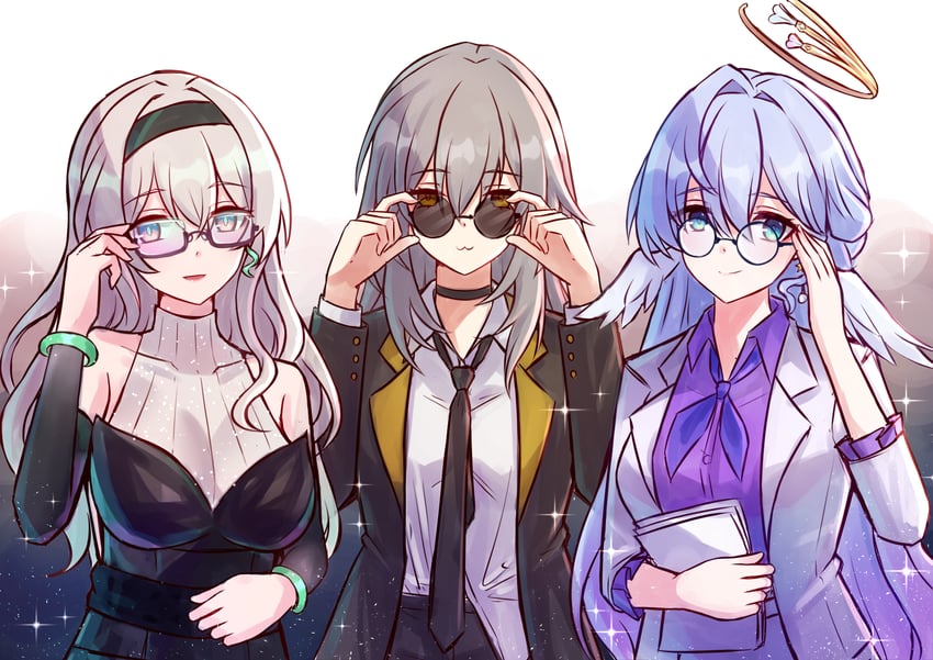 trailblazer, firefly, stelle, and robin (honkai and 1 more) drawn by jimpu6