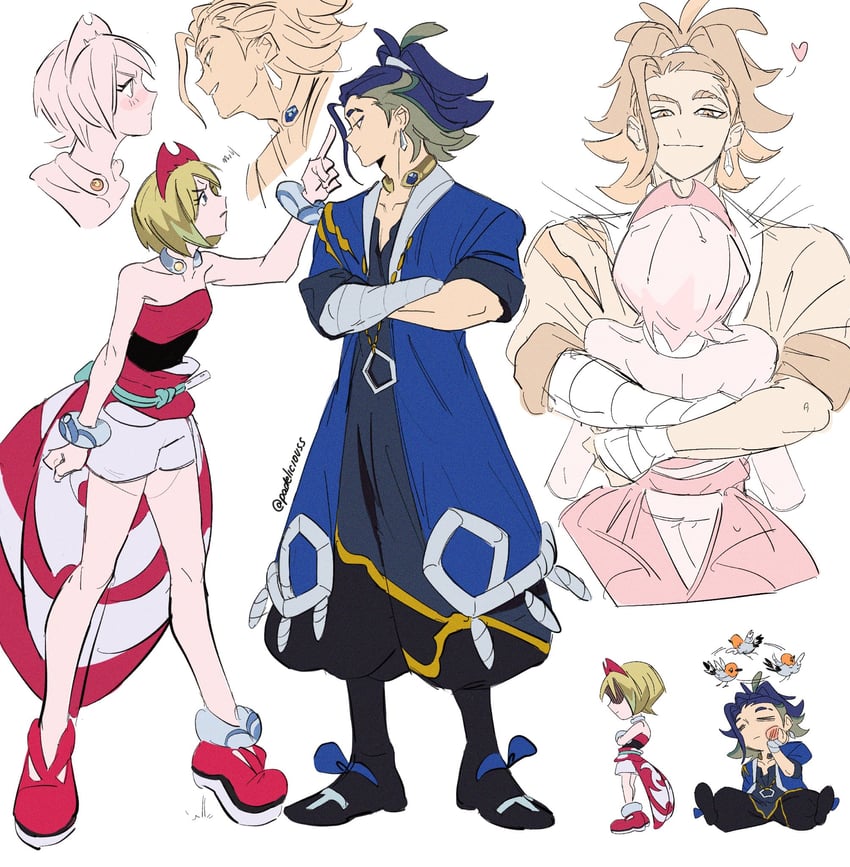 irida, adaman, and fletchling (pokemon and 1 more) drawn by padeliciouss