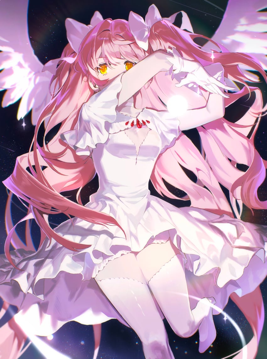 kaname madoka and ultimate madoka (mahou shoujo madoka magica) drawn by ryugisa