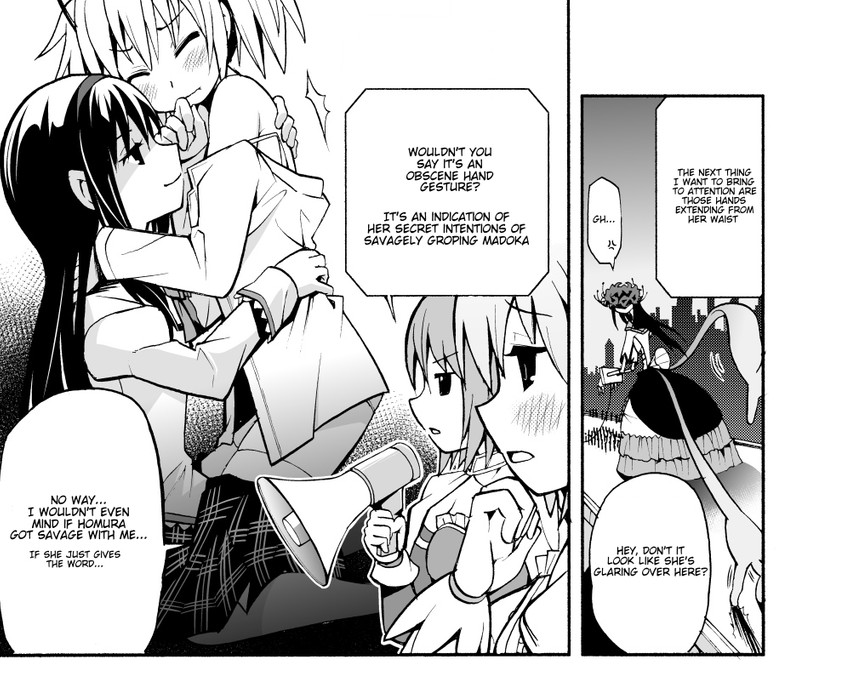 akemi homura, kaname madoka, miki sayaka, and homulilly (mahou shoujo madoka magica and 1 more) drawn by maitake_(kinokonabe_hinanjo)