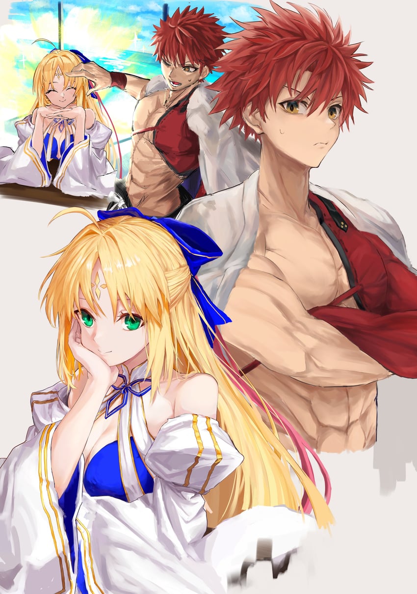 artoria pendragon, emiya shirou, artoria caster, and senji muramasa (fate and 1 more) drawn by ayusalt0602