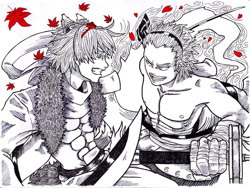 konpaku youmu and inubashiri momiji (touhou) drawn by tres-iques