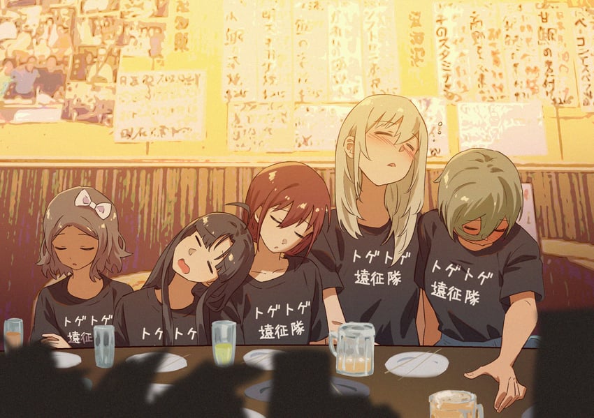 iseri nina, kawaragi momoka, awa subaru, ebizuka tomo, and rupa (girls band cry) drawn by summer_left