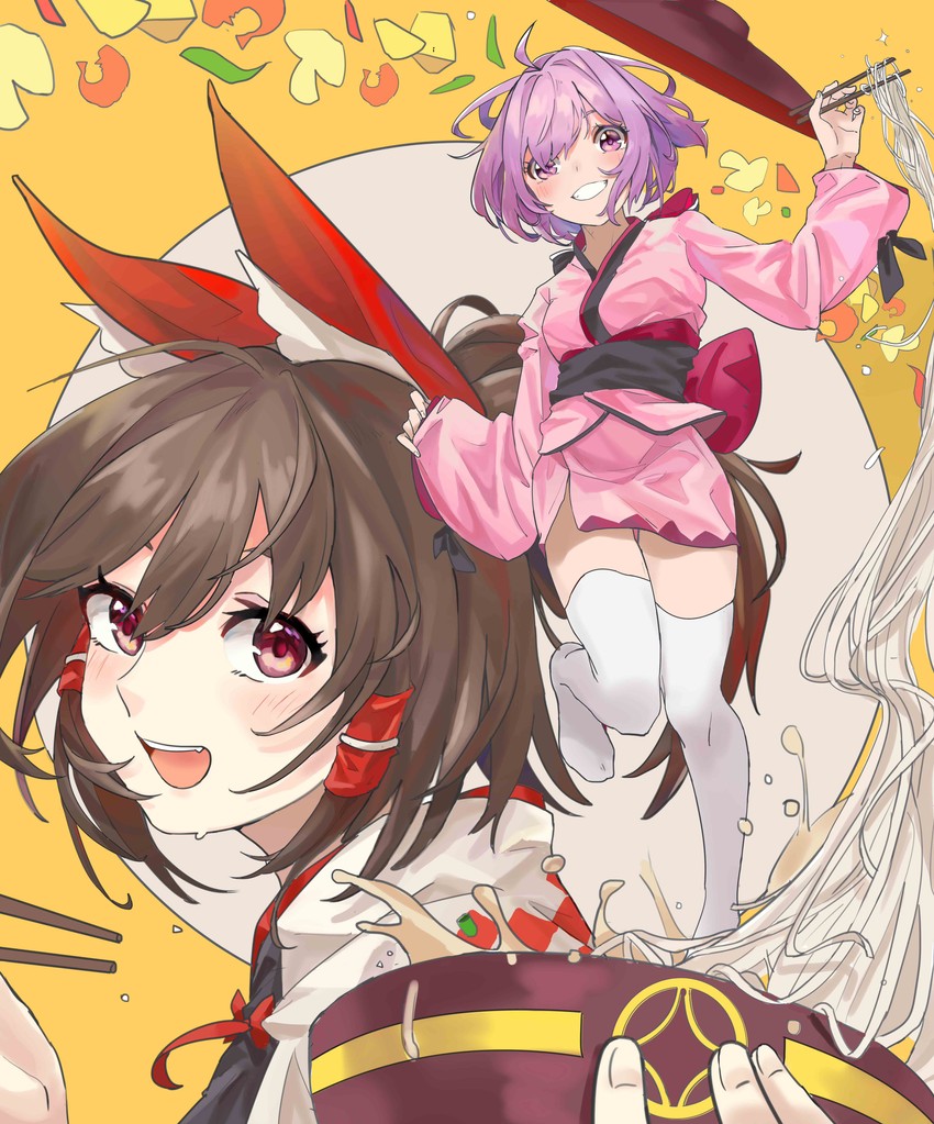 hakurei reimu and sukuna shinmyoumaru (touhou) drawn by feipin_zhanshi