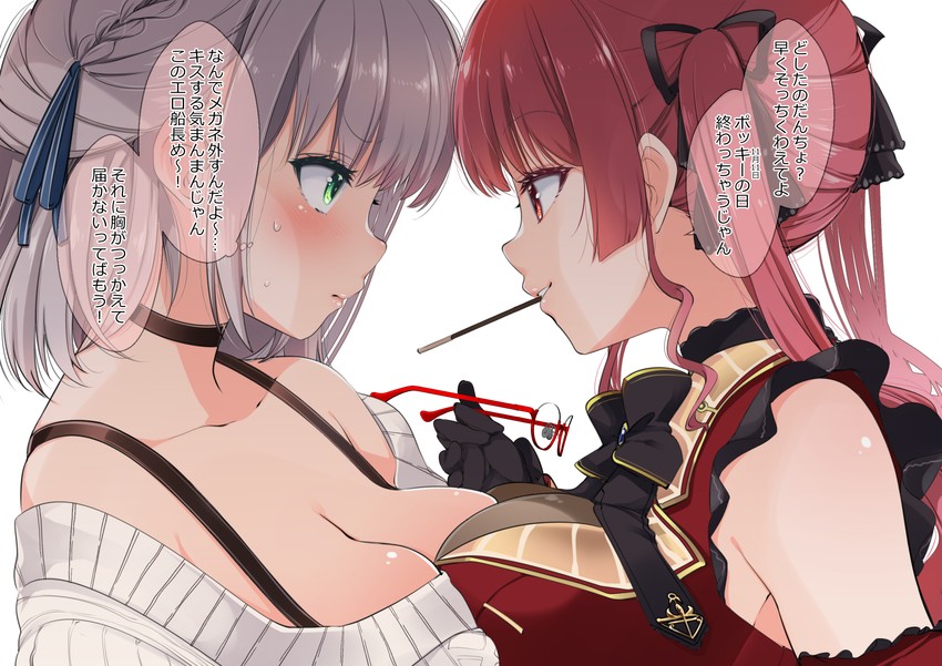 houshou marine and shirogane noel (hololive) drawn by fujisaki_hikari