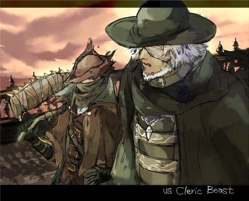 hunter and father gascoigne (bloodborne) drawn by nigiri_(ngr24)