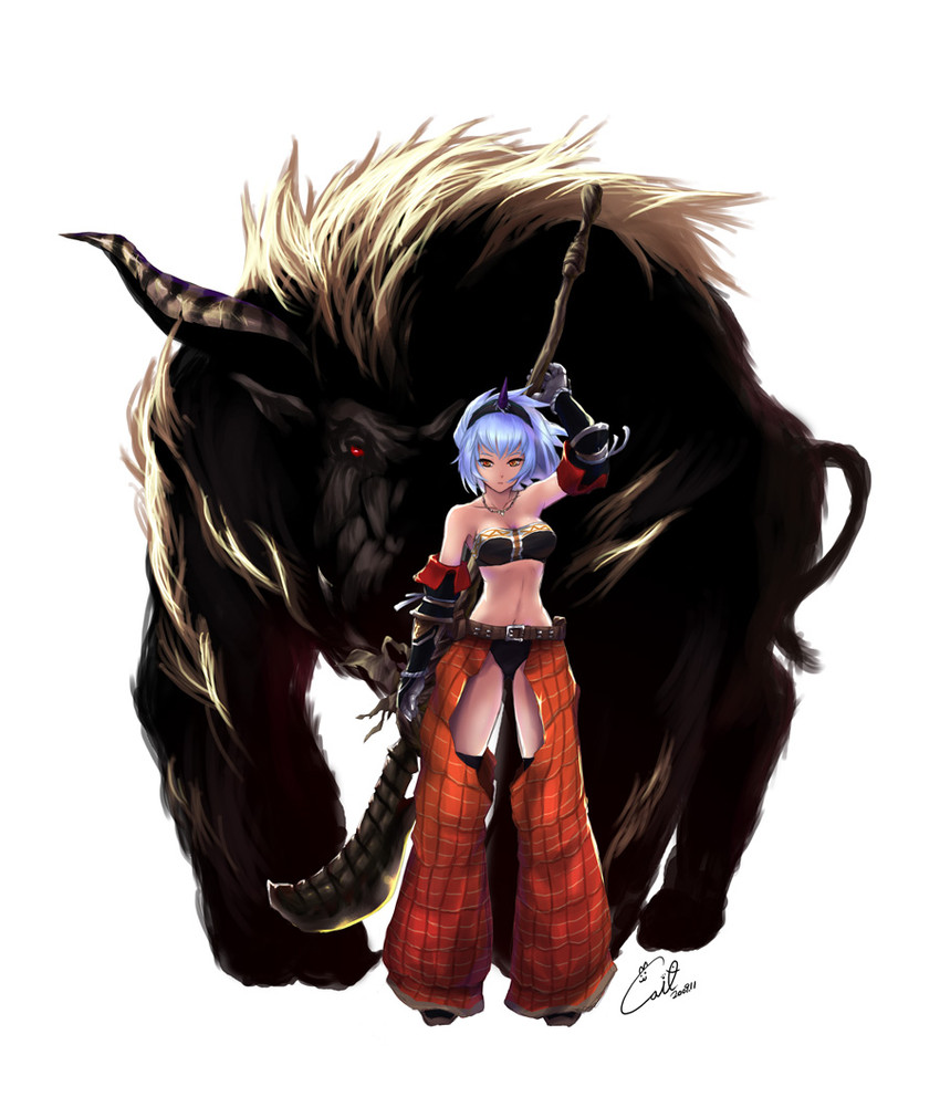 monster hunter and rajang (monster hunter) drawn by cait_aron