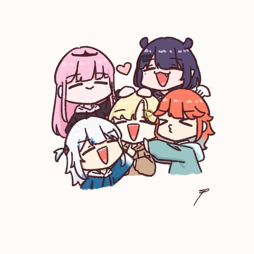 gawr gura, mori calliope, ninomae ina'nis, takanashi kiara, and watson amelia (hololive and 1 more) drawn by sappysque